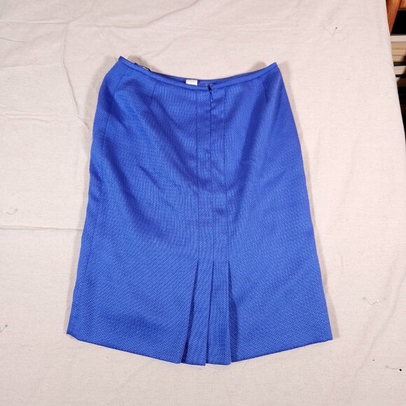 Tahari Arthur Levine Purple Blue Lined Pencil Skirt Womens 8 Rear Zip Pleats - Picture 2 of 14